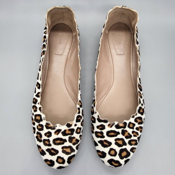 CHLOE Lauren Scalloped Calf Hair Ballet Flats